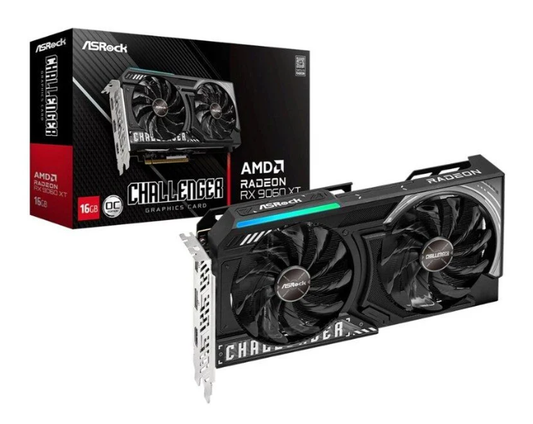 ASRock AMD Radeon RX 9060 XT Challenger 16GB GDDR6 OC Graphics Card, 90-GA5QZZ-00UANF